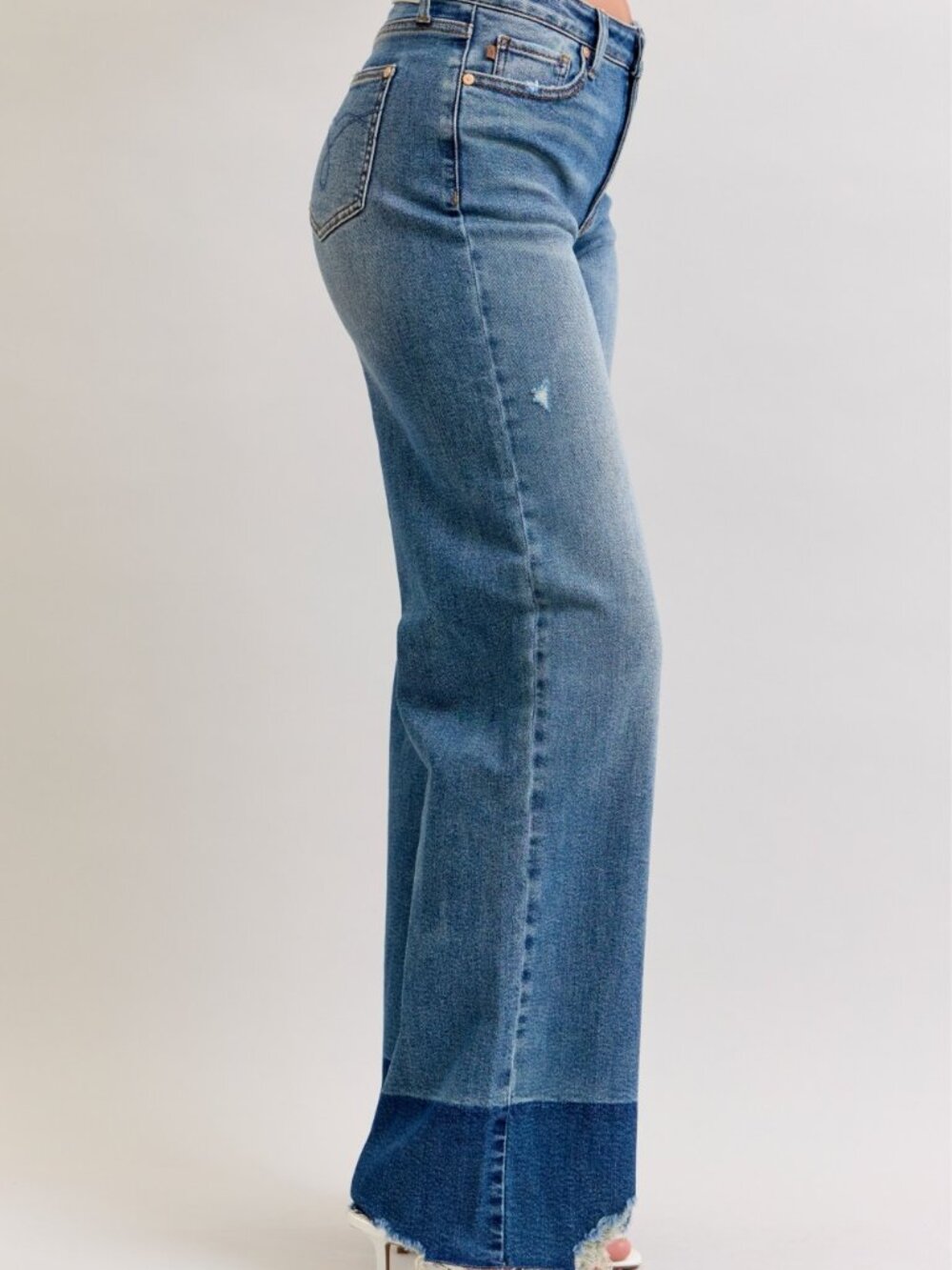 Raw Hem High Waist Column Straight Jeans - Picture 3 of 7